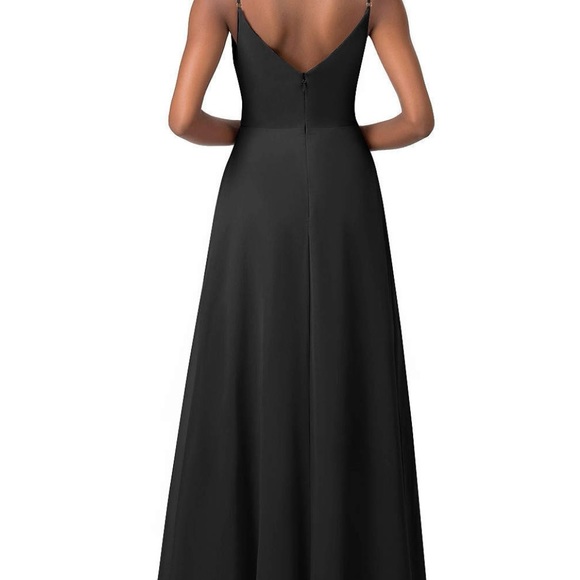 LIKE NEW! Azazie A-Line Cowl Chiffon Floor-Length Dress black - Size A10 - Picture 2 of 2